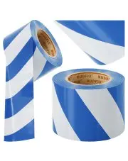 Taśma ostrzegawcza 70mm 100m ogrodzeniowa bez kleju niebiesko biała do wyznaczania tras