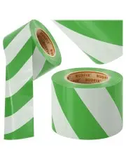 Taśma ostrzegawcza 70mm 100m ogrodzeniowa bez kleju zielono biała do wyznaczania tras