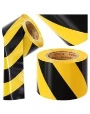 Taśma ostrzegawcza 70mm 100m ogrodzeniowa bez kleju żółto czarna do wyznaczania tras
