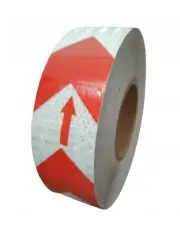 Taśma odblaskowa kierunkowa na tiry naczepy biało czerwona 50mm/5m