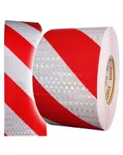 Taśma odblaskowa 100mm 5m biało czerwona samoprzylepna na tiry plaster miodu