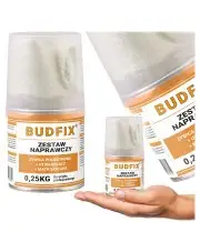 Zestaw naprawczy żywica poliestrowa + utwardzacz + mata szklana do wzmacniania i usztywniania powierzchni metalowych i wykonanych z tworzyw sztucznych 250g