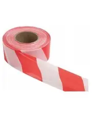 Taśma ostrzegawcza 80mm 100m ogrodzeniowa bez kleju biało czerwona do wyznaczania tras