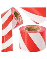 Taśma ostrzegawcza 80mm 500m ogrodzeniowa bez kleju biało czerwona do wyznaczania tras 